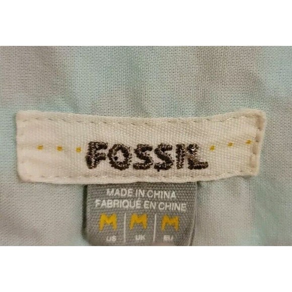 Fossil Womens Top Size Medium M Orange Green Polka Dot Band Coolar Twee - Picture 4 of 6